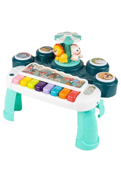 Masuta interactiva de activitati SOLTOY® Lion Concert pentru bebelusi cu carusel, tobe, taste pian
