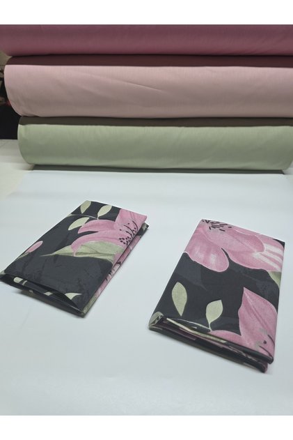 100% Patterned Fabric Ranforce Covered Pillowcase --50X70Cm--2 Pieces (1 Pair)