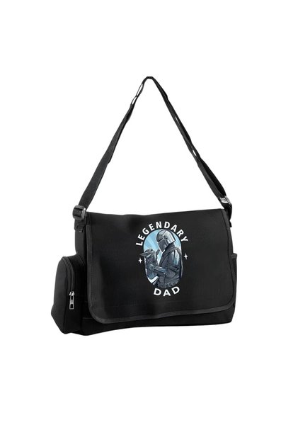 Black Din Djarin and Grogu Legendary Dad Printed Unisex School, Course, School Messenger Bag