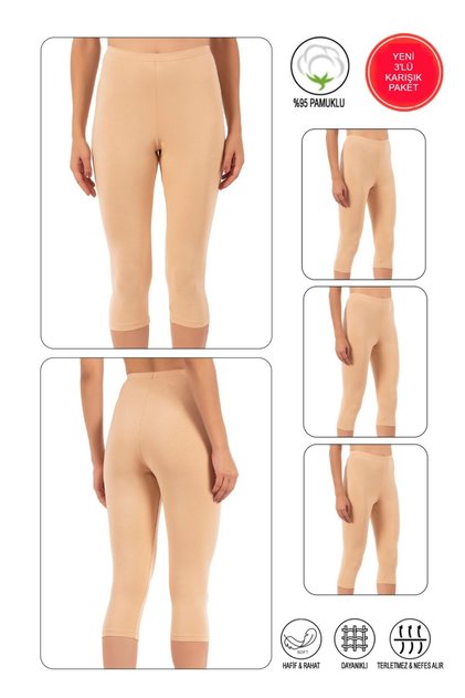 Multi-Pack Premium Fabric Cotton Knee-Length Pants and Inner Lining Shorts Leggings