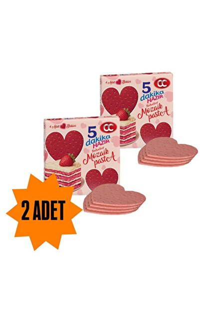 2 Adet Red Velvet Kalp Şekilli 5 Dakika Hazır Mozaik Pasta-20cm Çapında 4 Kat Pasta Tabanı Bisküvisi