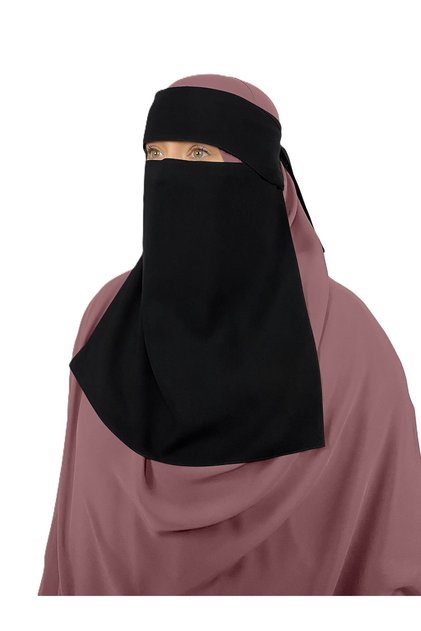 1 Layer Chiffon Niqab with Back Tying Cord Breathable Face Veil