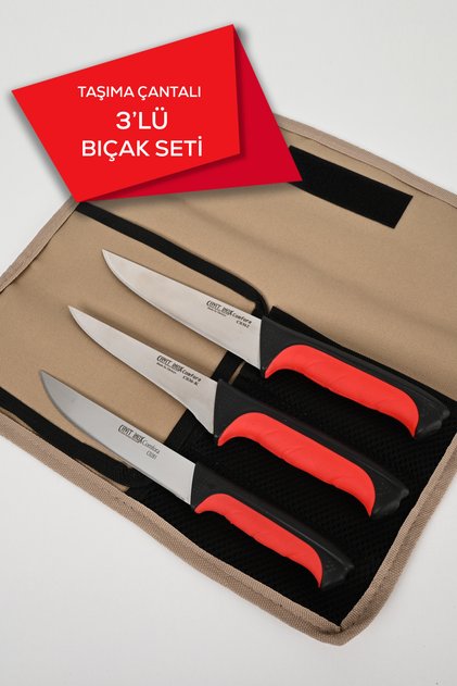 Çantalı 3 lü Bıçak Seti Fibrox Elden Kaymaz