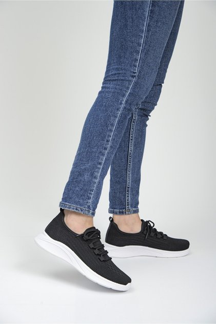 Lace-Up Black and White Mesh Summer Casual Sneaker Shoes Women's Sports Shoes