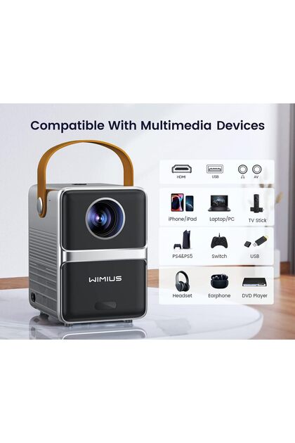 WiMiUS P61 WiFi Bluetooth 8000 Lumens Portable Video Projector