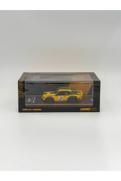 Inno64 1/64 Mazda RX3 Savanna LBWK, yellow/green