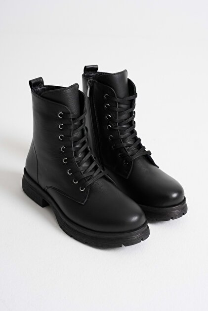ANALİN SHOES Kadın Hakiki Deri Bağcıklı Fermuarlı Rahat Postal Bot