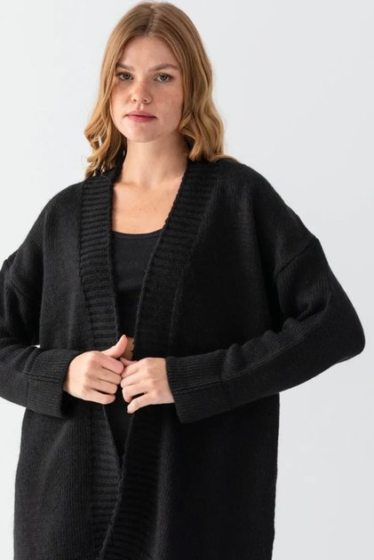 Basic Midi Length Oversize Soft Textured Knitwear Cardigan Aw25Hi0012