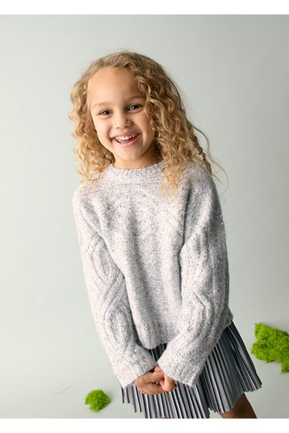 Girl's Sequin Detailed Sweater Gray 4306