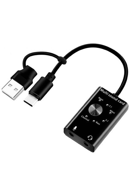 5259 7.1 Multi Çoklu Fonksiyonlu 3.5mm Kulaklık Mikrofon Type C Usb Ses Kartı