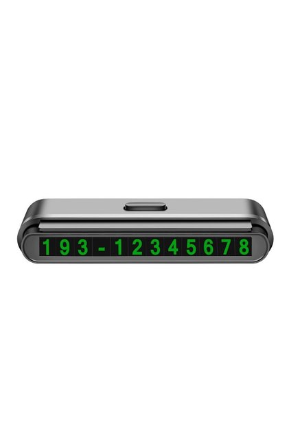 Suport pentru număr de telefon Flippy, bandă glisantă, 120 x 48 x 24 mm, cifre verzi, Negru mat