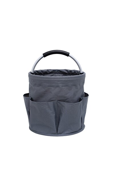 Coș de scule 17L, rabatabil, buzunare externe, coș de picnic portabil, 28 x 28 x 28 cm, gri închis
