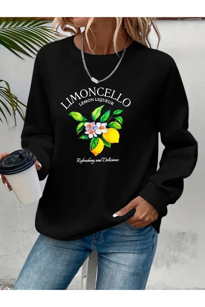 Limoncello Printed Oversize Unisex Women/Men Crew Neck Sweatshirt