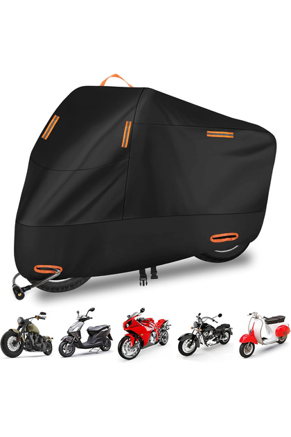 Husă pliabilă neagră pentru motocicletă, mărimea XL, pentru exterior, rezistentă la ploaie, vânt, zăpadă și praf