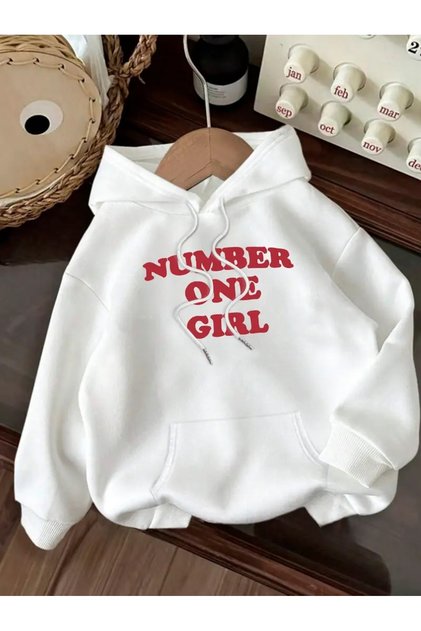 Number One Girl Baskılı Unisex Oversize Kapüşonlu Sweatshirt Hoodie