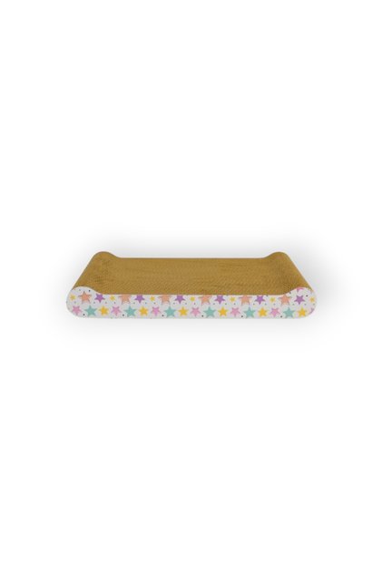 Karton Kedi Tırmalama Sleek 43,5x21x6cm Yıldız Desenli