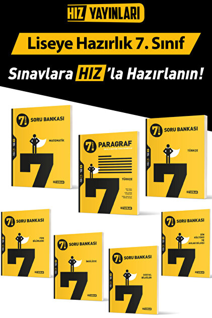 Hız Yayınları 7.Sınıf Tüm Dersler Soru Bankası Seti Güncel Baskı 7