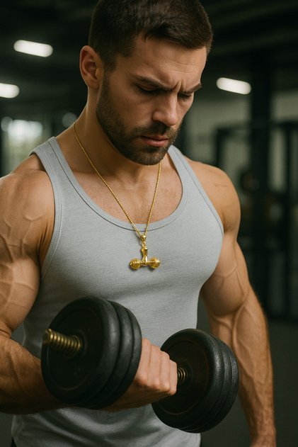 Dambell Halter Sporcu Fitness Çelik Kolye - Erkek Çelik Kolye 316 L paslanmaz Çelik