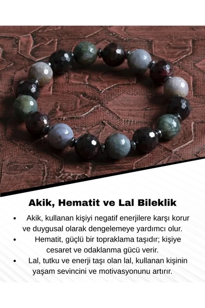 Certified Natural Agate, Hematite and Garnet Bracelet – Saff Natural Stone