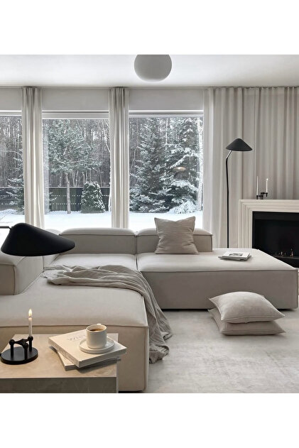 S Home Design Concept Frida 3 Modül Köşe Koltuk Keten, Dinlenme