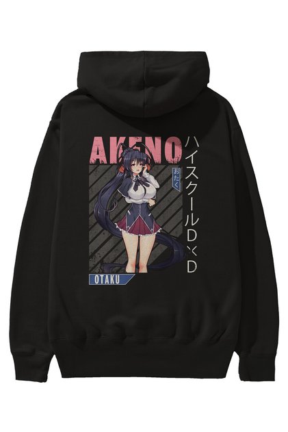 Akeno Himejima 4 Anime Back Printed Black Oversize Hooded Sweatshirt Men Women