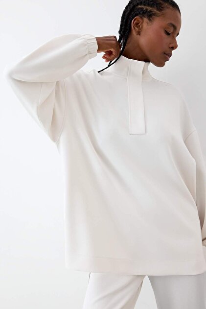 Defacto DeFactoFit Long Fit Dik Yaka Modal Sporcu Sweatshirt