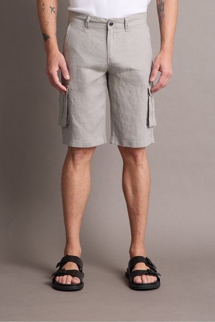 Cargo Pocket Cream 100% Linen Shorts