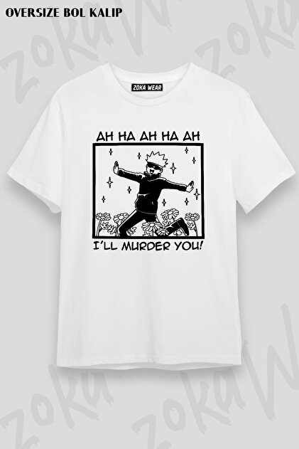 Unisex Loose Fit Jujutsu Kaisen Satoru Gojo Anime Character Printed Design Oversize T-Shirt