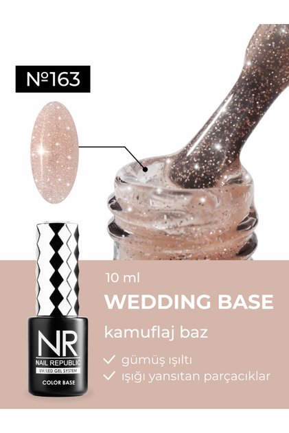 Kalıcı Oje BASE Bej Kamuflaj Wedding 163 Simli (10 ml)