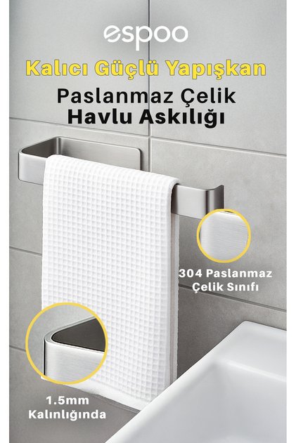 Paslanmaz Çelik Kağıt Rulo Havluluk Peçetelik, Yapışkanlı Tasarım Banyo Lavabo Askısı Havlu Askılığı