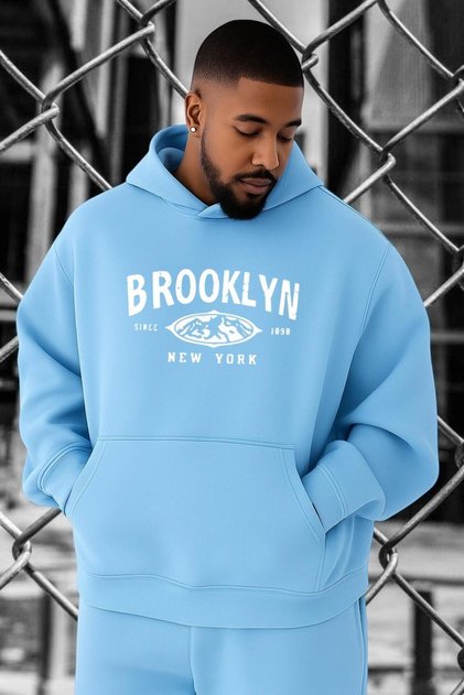 3 Yarn Combed Brooklyn Printed Oversized Sweatshirt