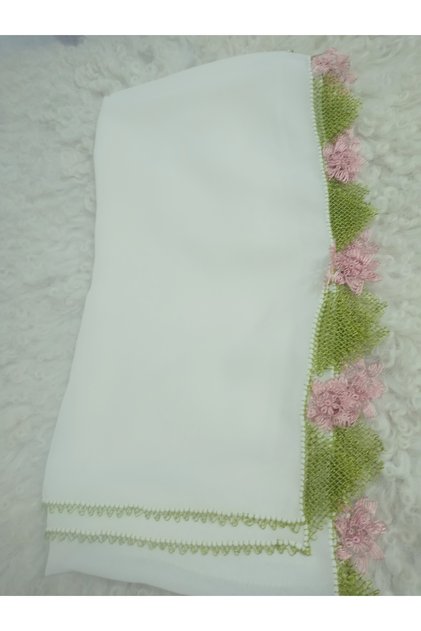 Handcrafted Needle Embroidered Prayer Cover Dowry Cover Mevlit Headscarf Crepe Fabric 145X75 cm