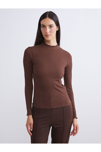 Lcw Modest Ruffled High Neck Women's Bodysuit