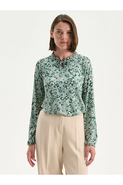 Hilfa New Season Tie Neck Patterned Blouse