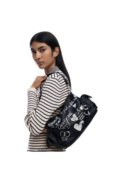 Geanta de dama crossbody, Desigual, seria Seshat Habana, Negru