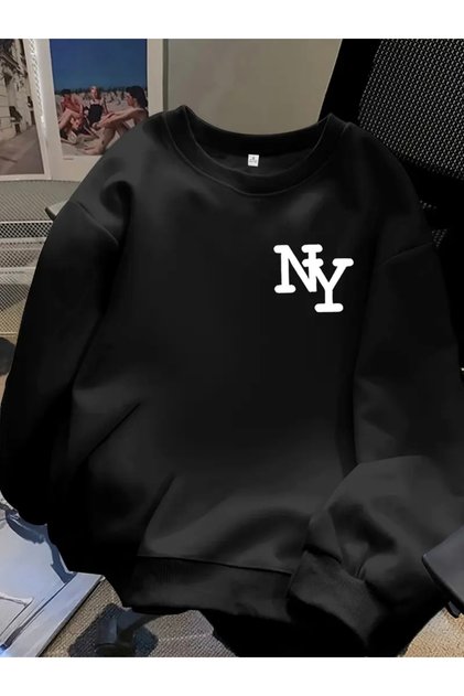 Ny Printed Oversize Unisex Women/Men's Crew Neck Sweatshirt