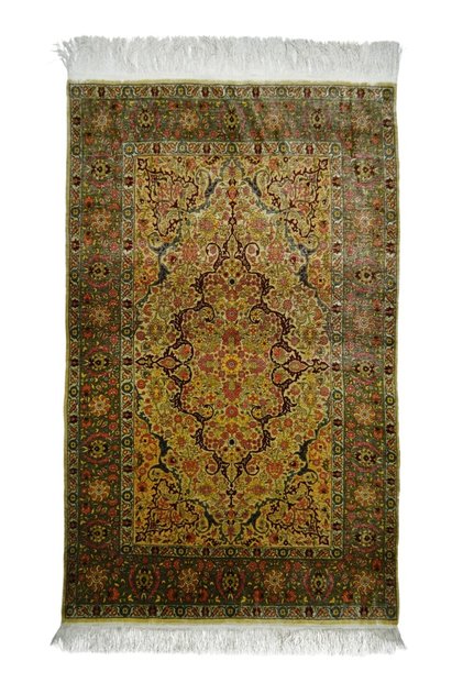 Saf İpekten El Dokuma Madalyon Motifli Hereke Halısı 106x164 cm (1.74 m²)