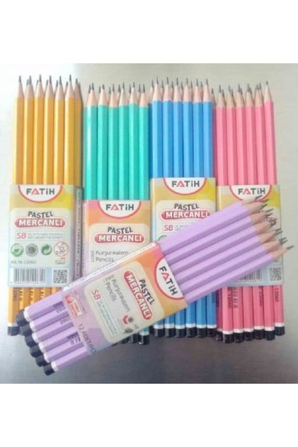 Square Coral Pencils 12 Pack Pastel Colors Green Body