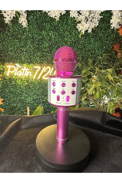 Bluetooth Hoparlör Parti Hoparlörü Karaoke Mikrofon Hediyeli Işıklı Ses Bombası Radyo Usb Sd