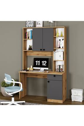 Kalender Dekor Nehir Çekmeceli Dolaplı Raflı Çalışma Masası