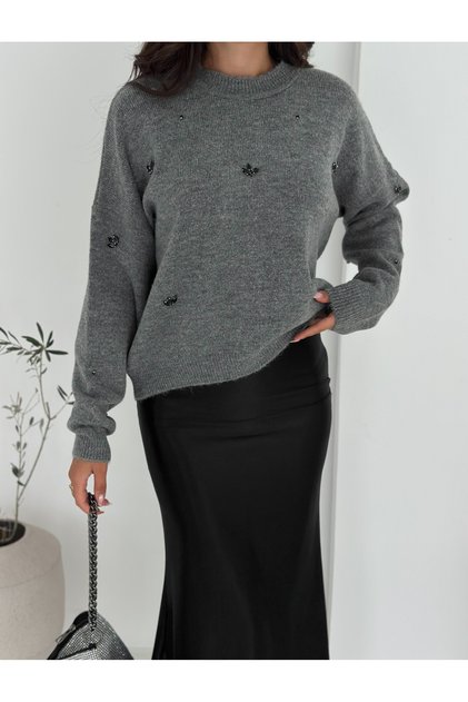 Floral Patterned Knitwear Sweater