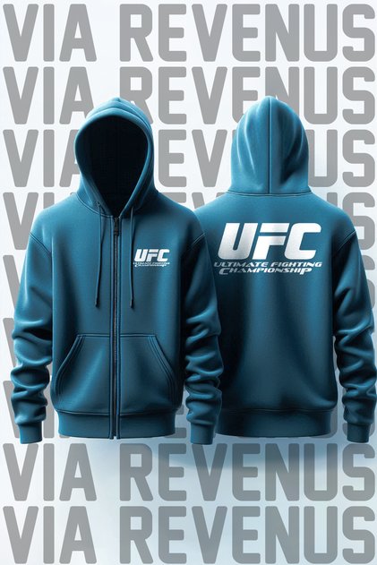Ufc Front and Back Printed Unisex Zippered Hooded Sweatshirt Cardigan