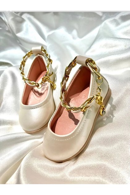 Girl's Ballerina Ballet Shoes with Metal Detail on the Ankle