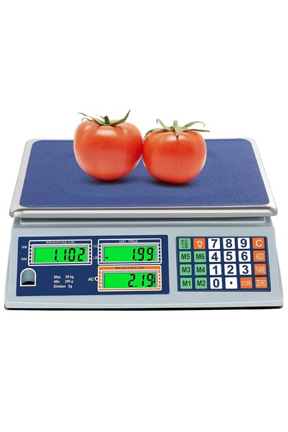 Allprettyall Digital Commercial Price Scale 66lb/30kg with Dual LCD Display Stainless Steel Platform