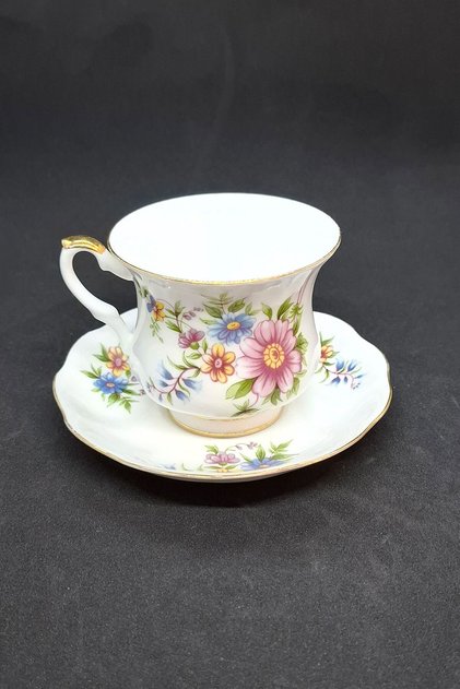 Royal Ascot Blue Velvet Vintage Double Coffee Cup 2 Pieces 120 ml