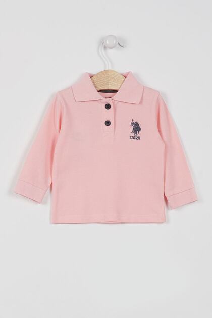 Base. Polo Assn Licensed Classic Salmon Baby Long Sleeve Collared Sweatshirt