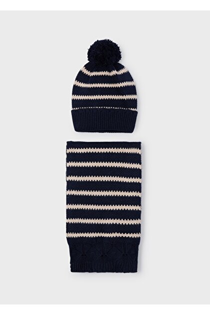 Girl's Striped Scarf Beret Set 10070
