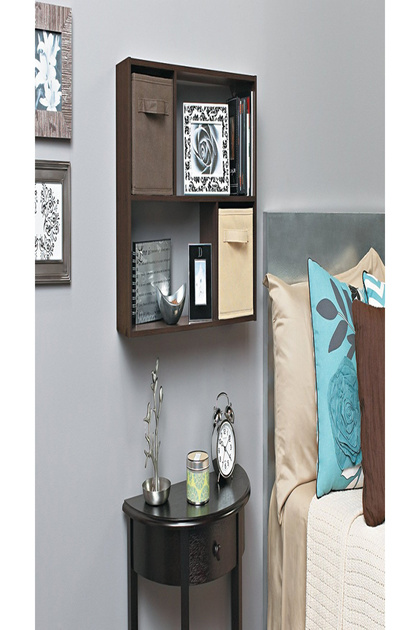 Brown Wall-Mounted Bookcase 80x55x15cm – Floating Shelf for Books, Decor & Home Storage