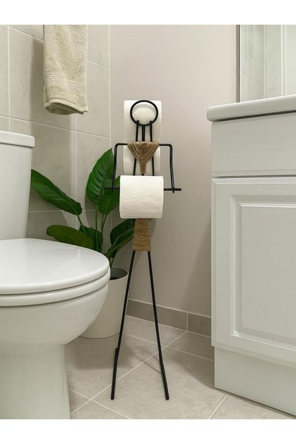 Decorative Toilet Paper Hanger Minimalist Toilet Roll Holder with Human Figure Bathroom Organizer with Refill