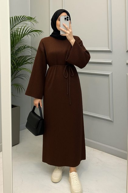 Women's Flounce Knitwear Hijab Dress